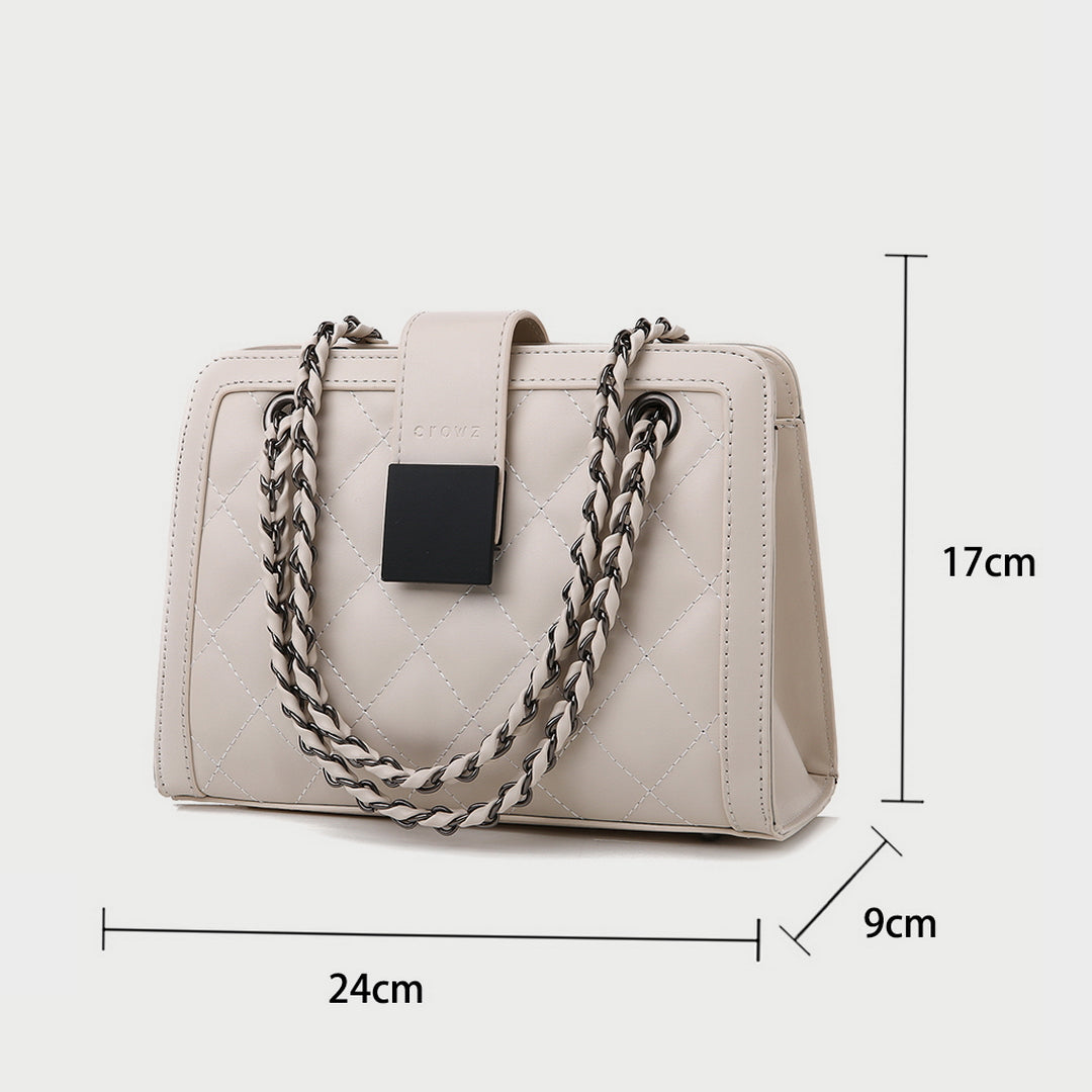 Square embellished quilted PU leather crossbody bag