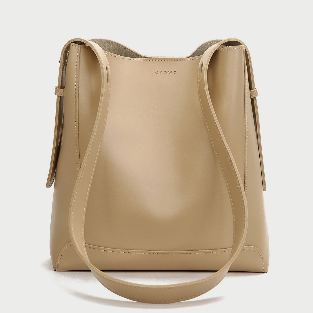 Minimalistic smooth PU leather bucket bag (2-in-1 set)