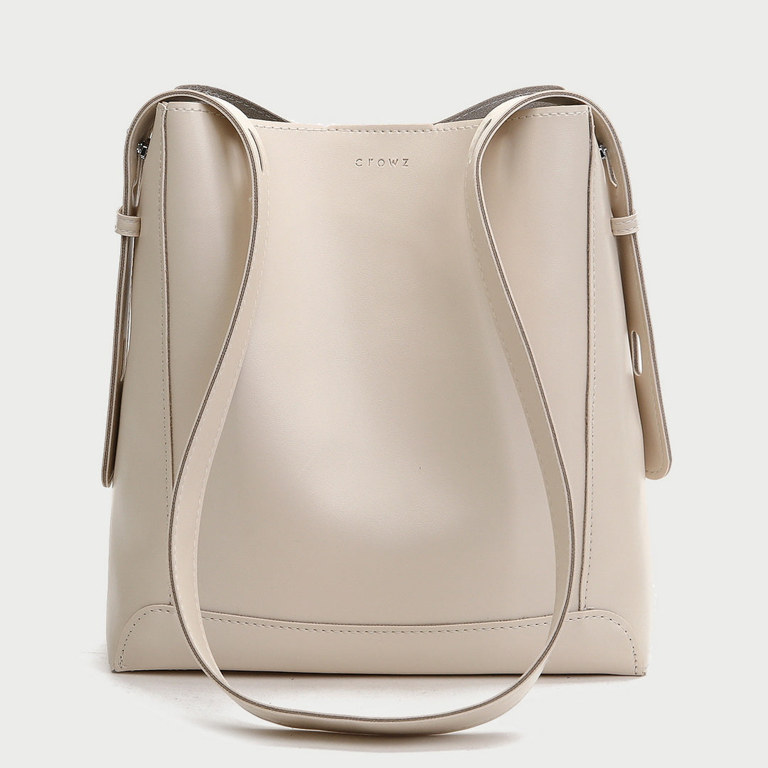 Minimalistic smooth PU leather bucket bag (2-in-1 set)