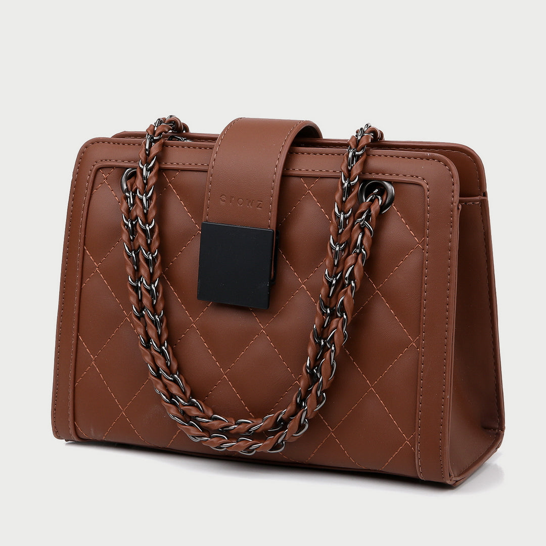 Square embellished quilted PU leather crossbody bag