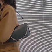 Circular zip pouch chain handle PU leather crossbody bag