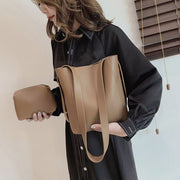 Topstitching PU leather 2-in-1 bucket bag