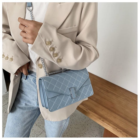 Envelope style layer flap quilted PU leather crossbody bag