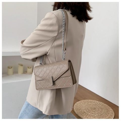 Envelope style layer flap quilted PU leather crossbody bag
