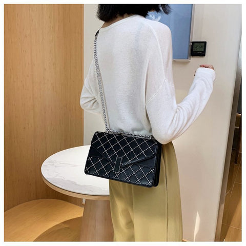 Envelope style layer flap quilted PU leather crossbody bag