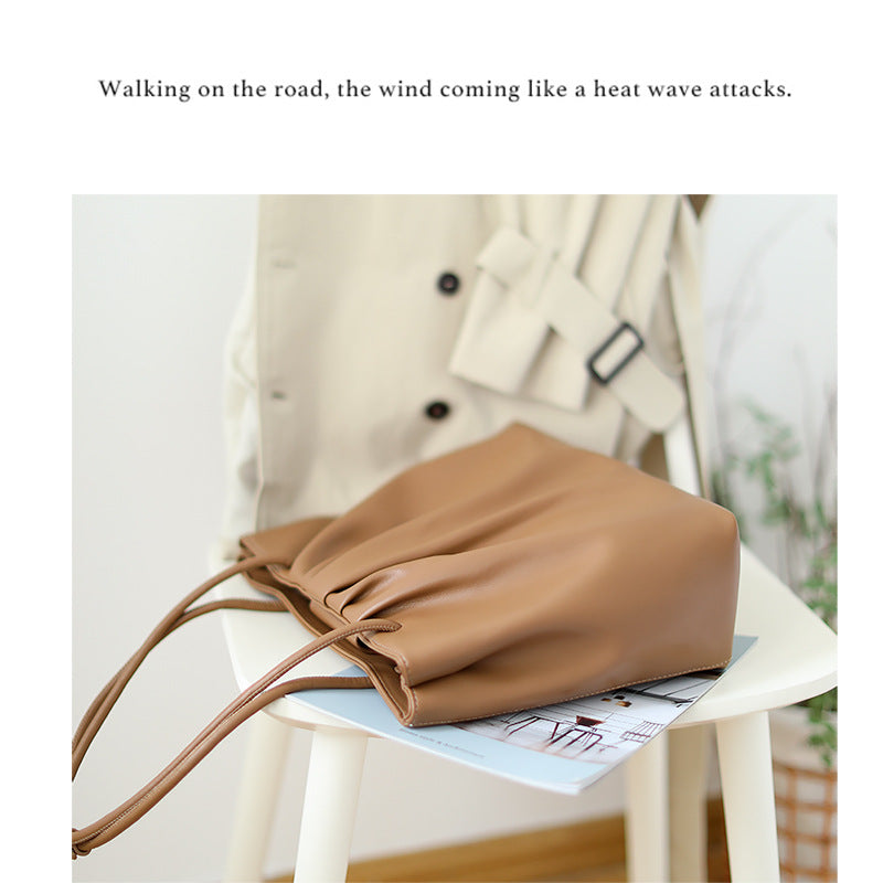 Ruched PU leather tote