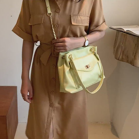 Envelope style front pocket PU leather shoulder bag
