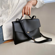 Classic flapover PU leather briefcase crossbody bag