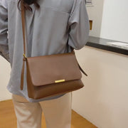 Metal hardware flap style PU leather crossbody bag