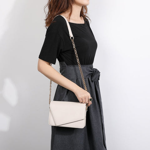 Asymmetric flap PU leather crossbody bag