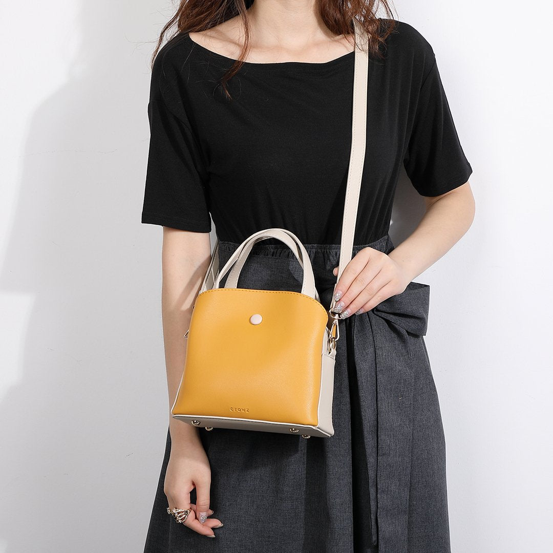 Top handle single stud PU leather crossbody bag