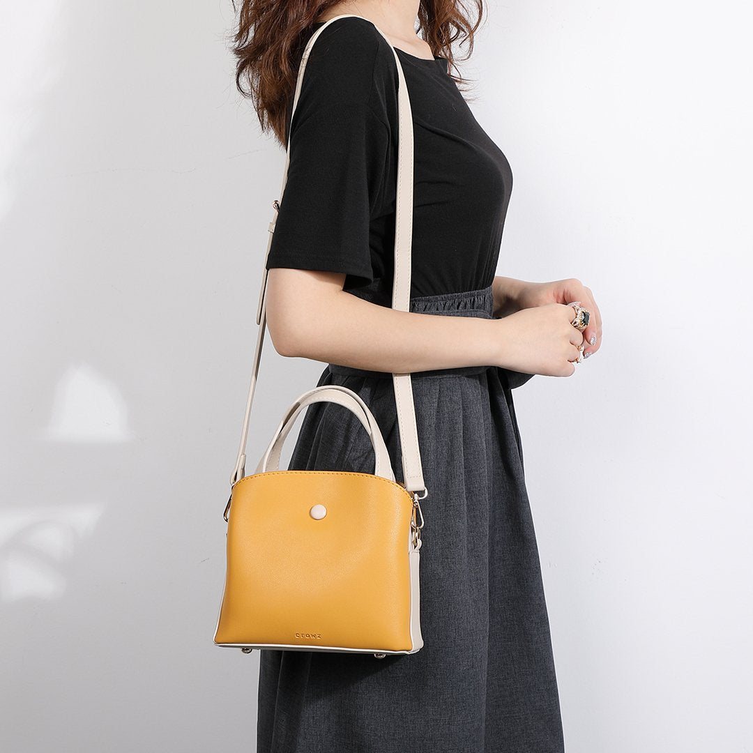 Top handle single stud PU leather crossbody bag