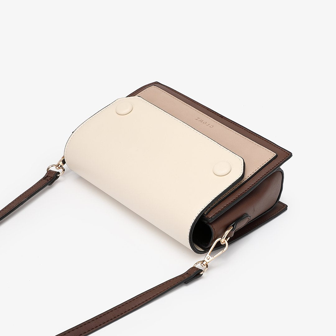 Studded colourblock PU leather crossbody bag
