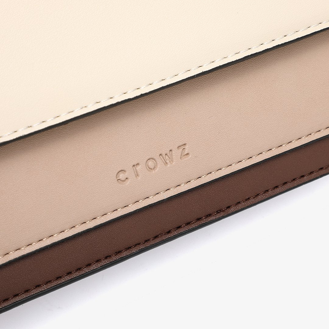 Studded colourblock PU leather crossbody bag