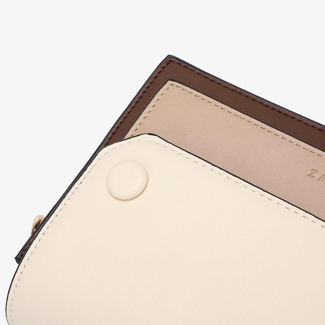 Studded colourblock PU leather crossbody bag