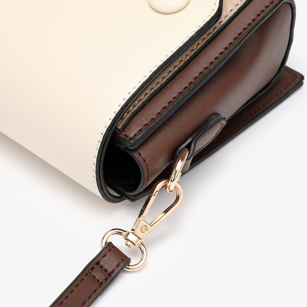 Studded colourblock PU leather crossbody bag