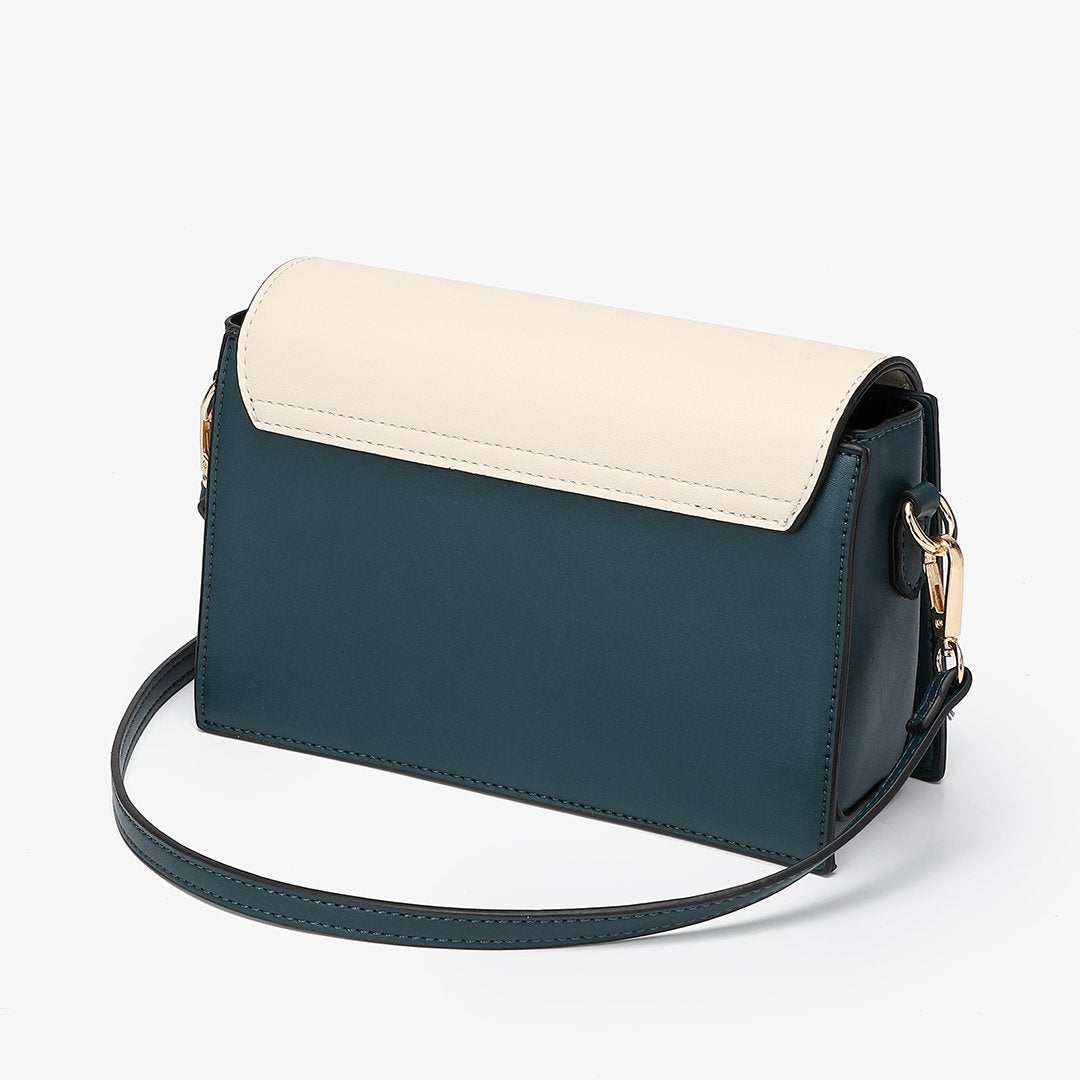 Studded colourblock PU leather crossbody bag