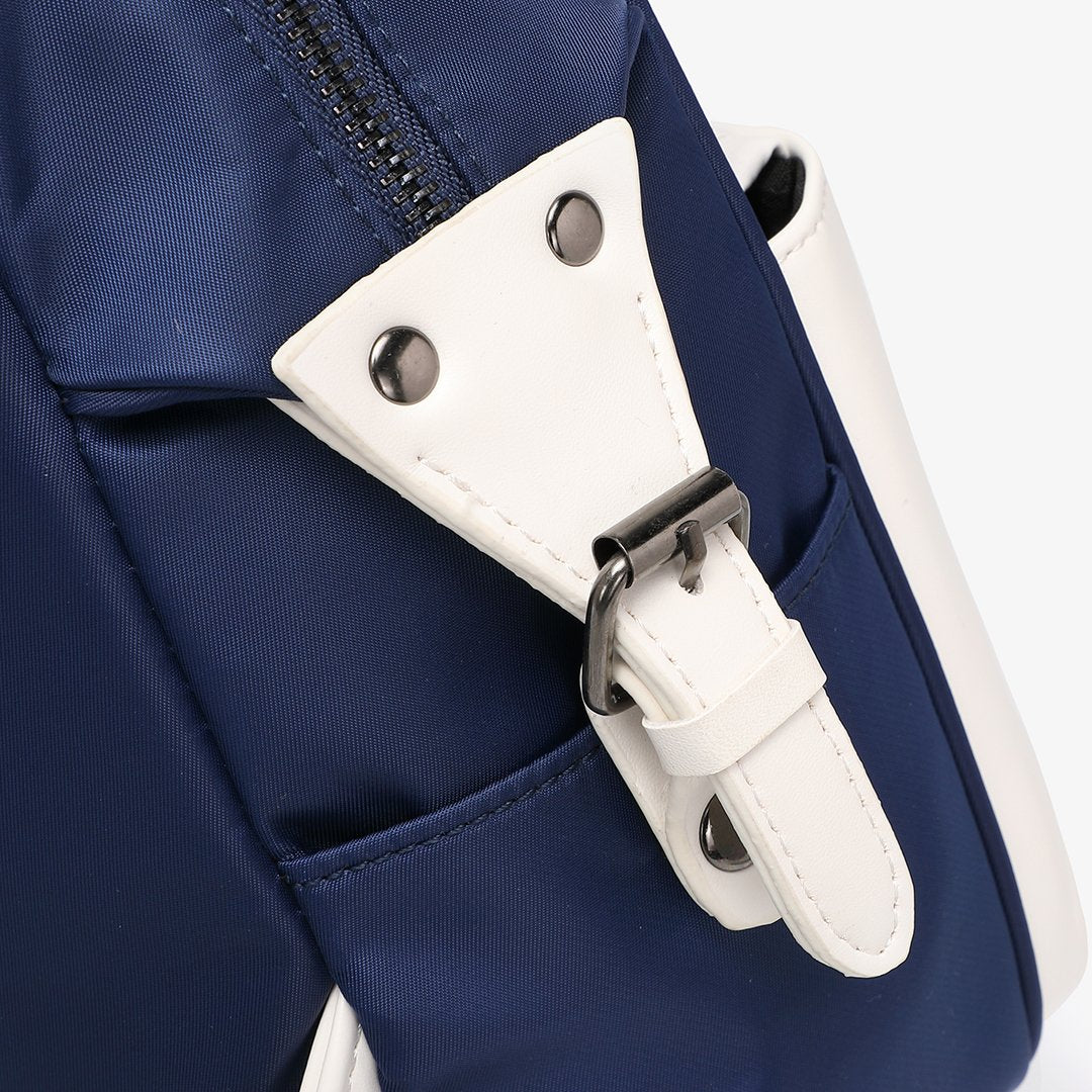 PU leather trim nylon backpack
