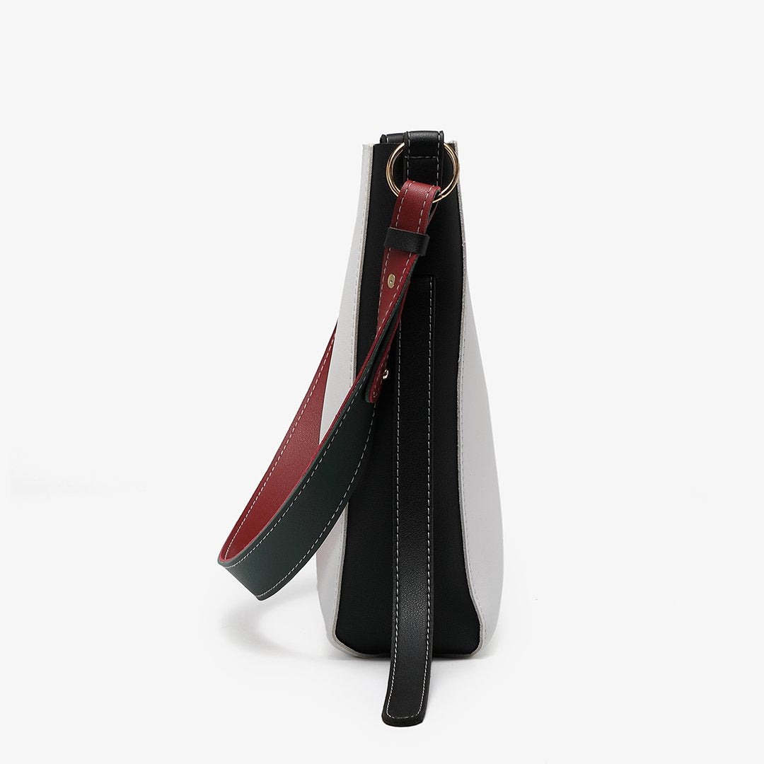 Colourblock PU leather 2-in-1 crossbody bag