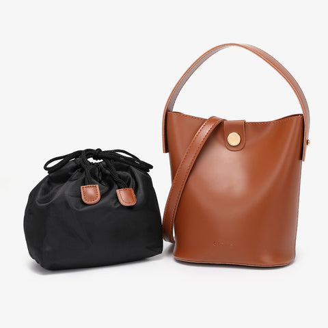 Studded PU leather 2-in-1 bucket bag