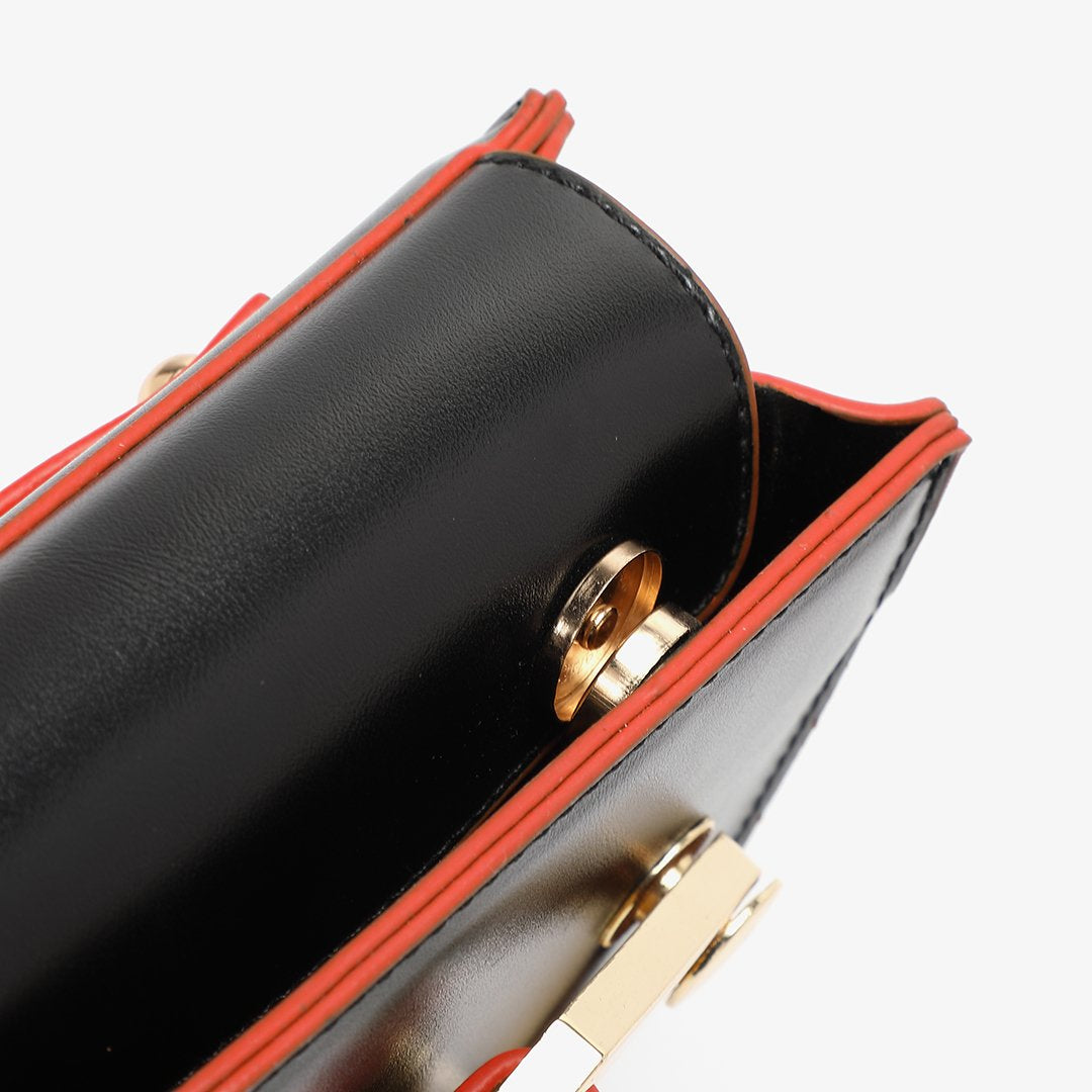 Colourblock handle boxy PU leather bag