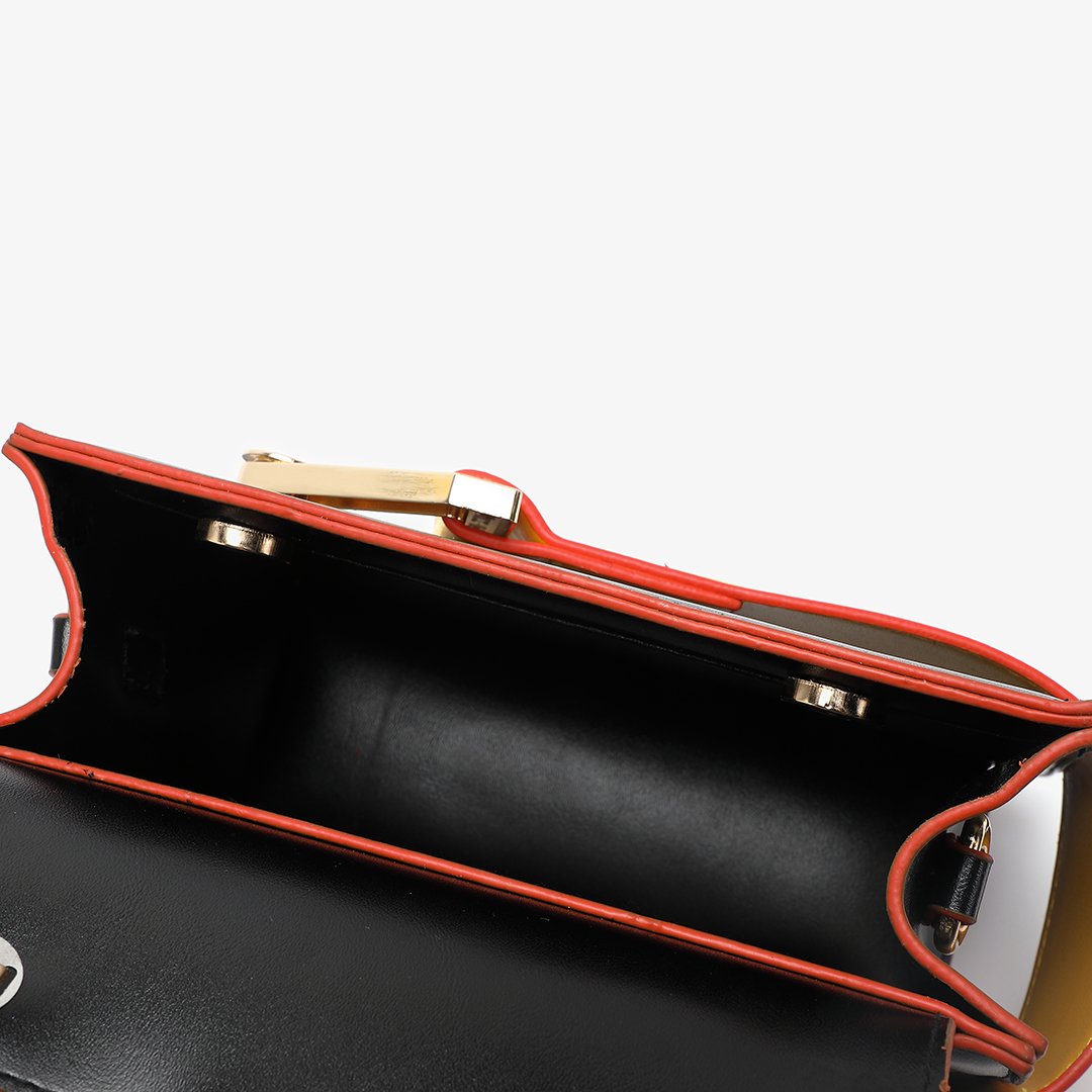 Colourblock handle boxy PU leather bag