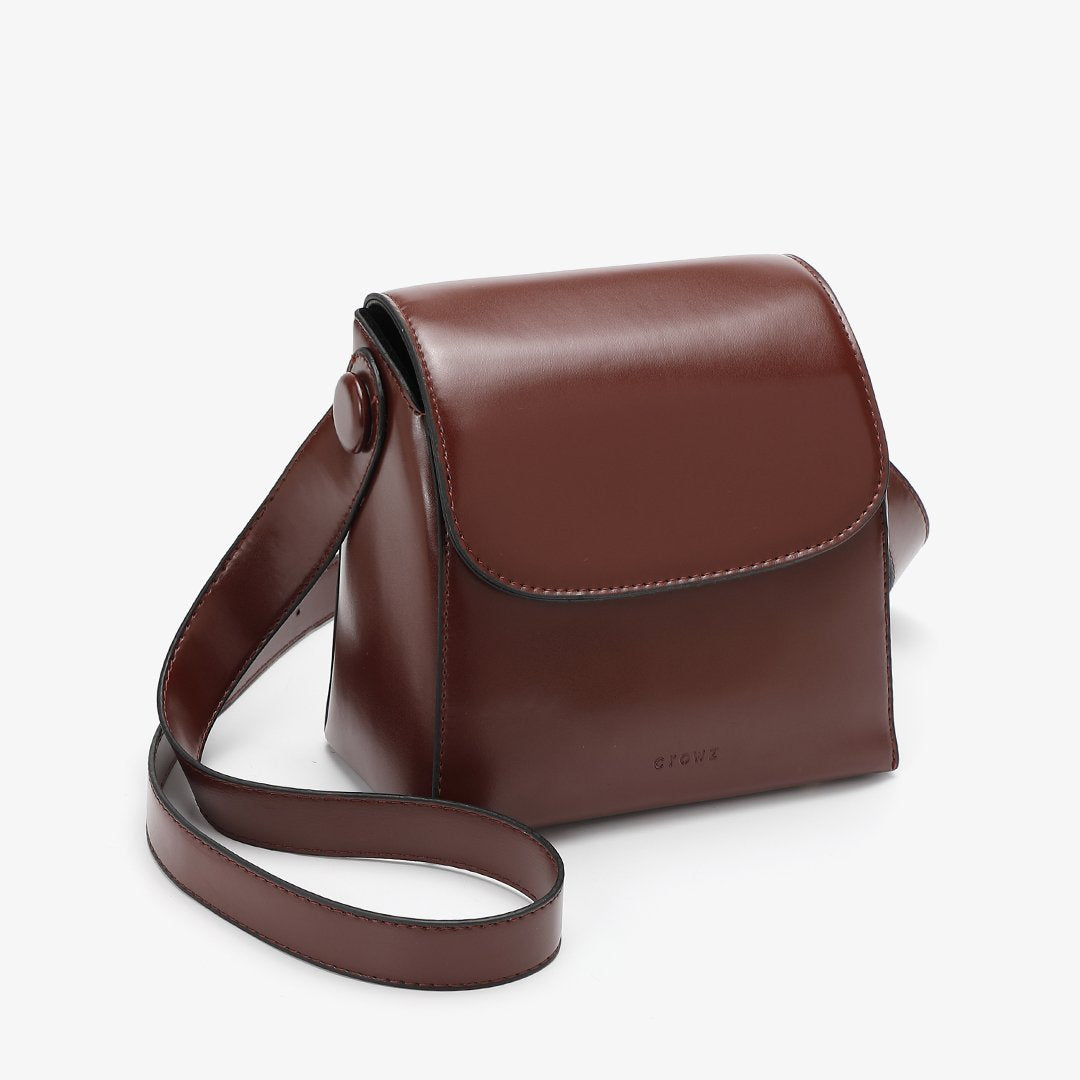 Retro streamlined PU leather crossbody bag