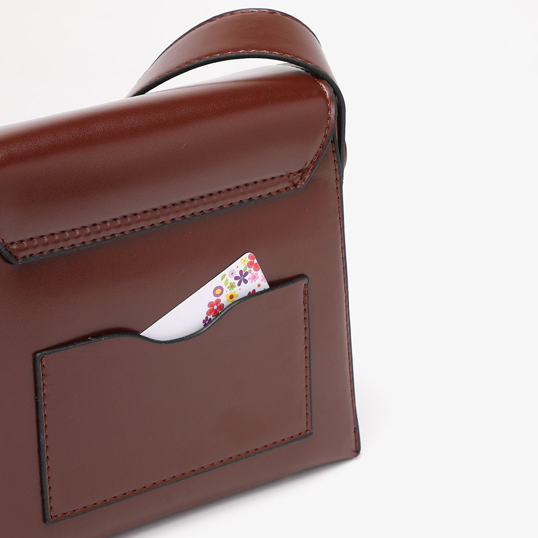 Retro streamlined PU leather crossbody bag