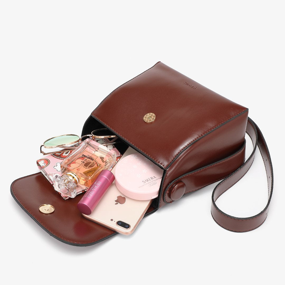 Retro streamlined PU leather crossbody bag