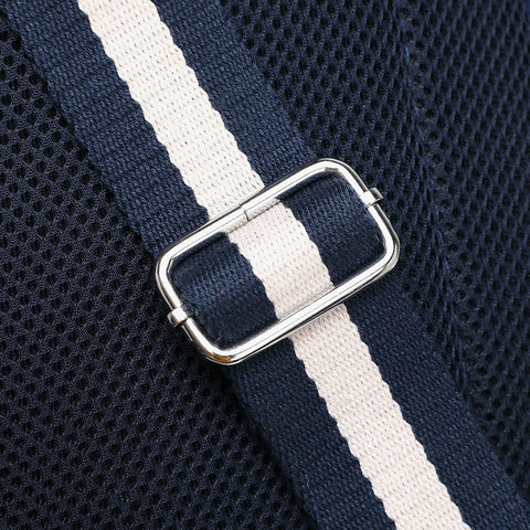 尼龍條紋設計拉鍊開口後背包