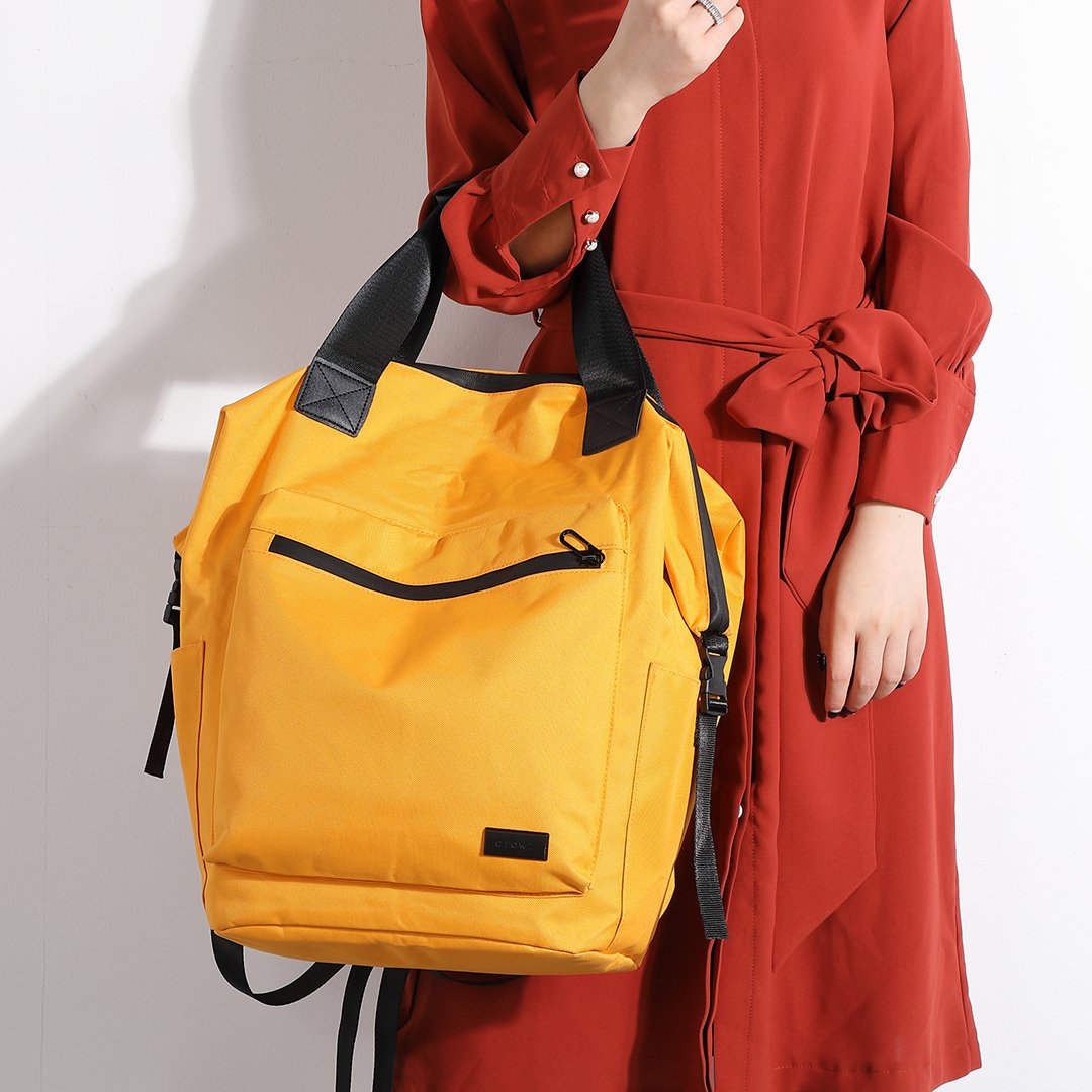 Colourblock top handle unisex nylon backpack