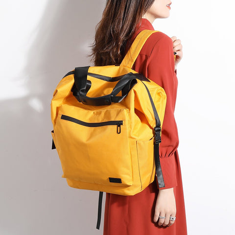 Colourblock top handle unisex nylon backpack
