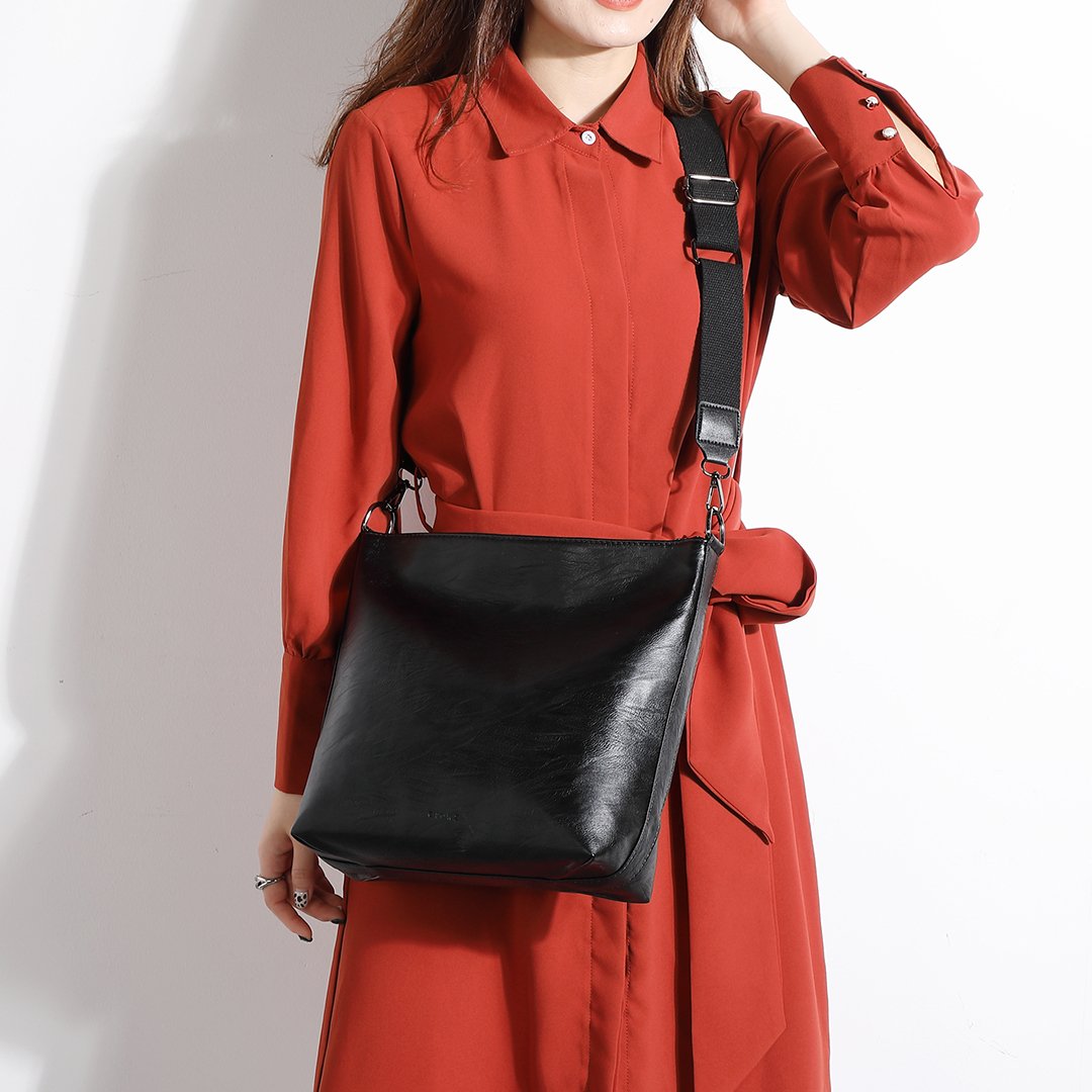 Minimalistic soft PU leather crossbody bag