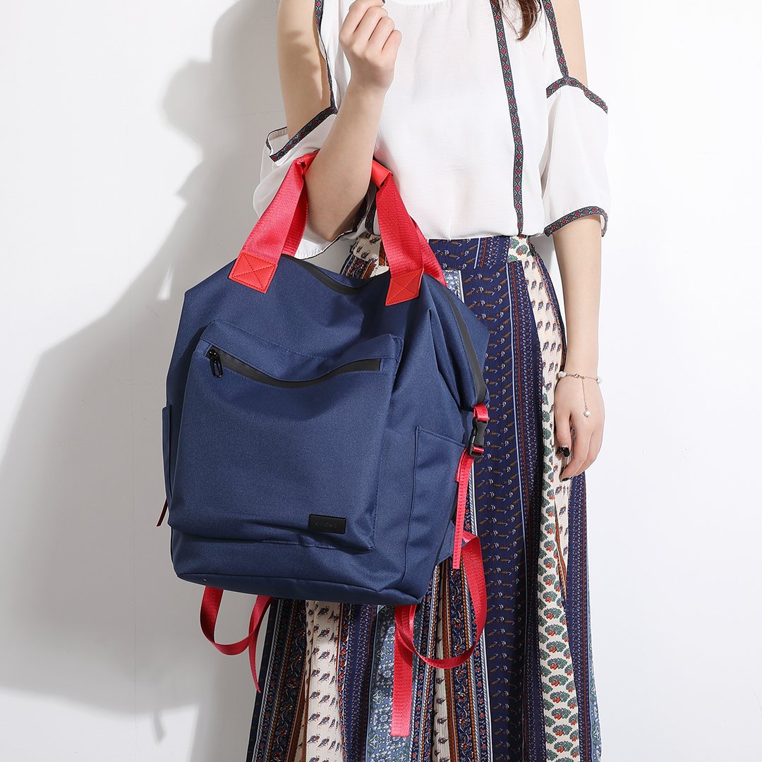 Colourblock top handle unisex nylon backpack