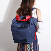 Colourblock top handle unisex nylon backpack