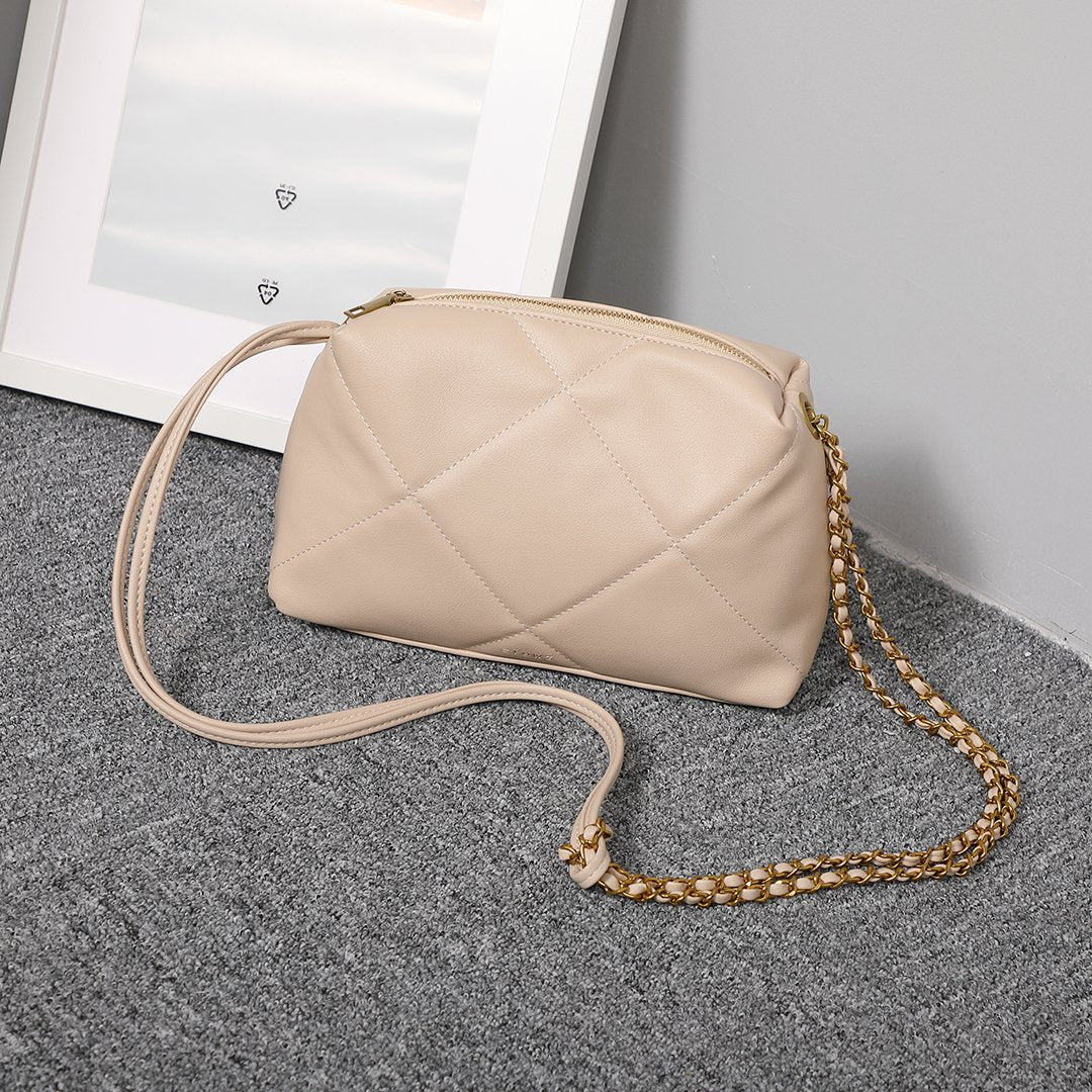 Chain strap quilted PU leather crossbody bag