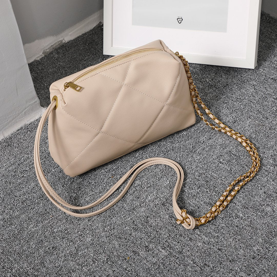 Chain strap quilted PU leather crossbody bag