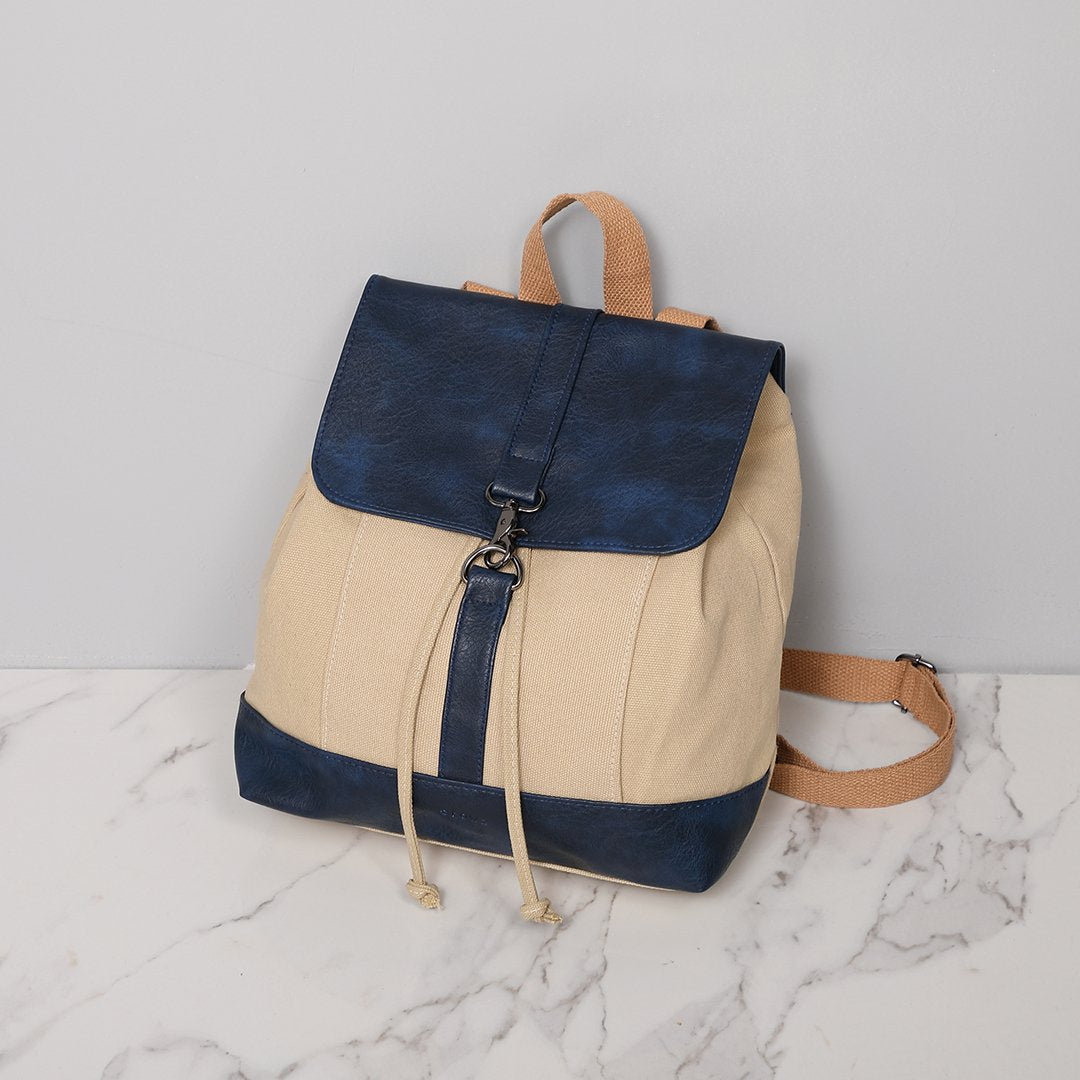 Retro PU leather lobster clasp canvas backpack