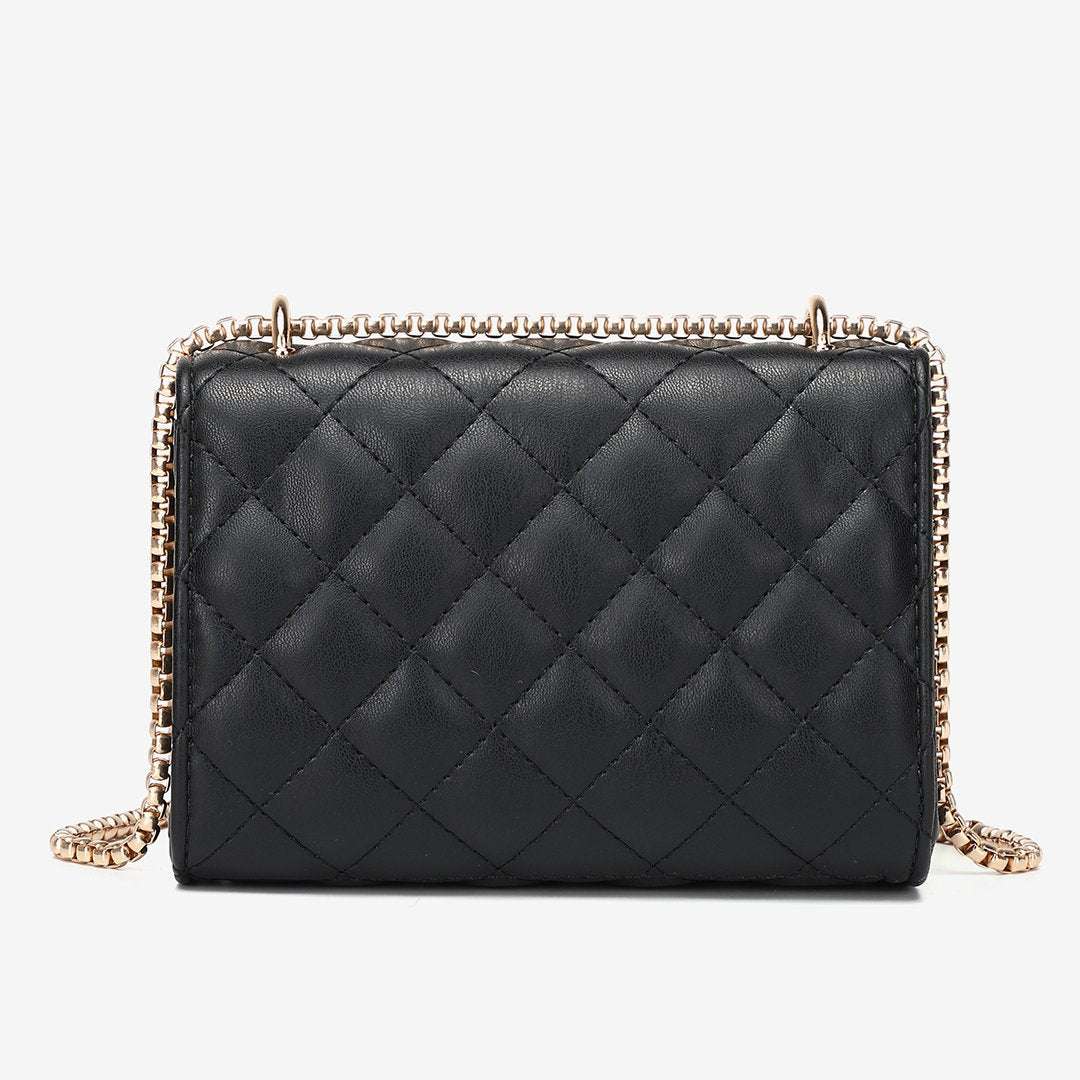 Dome magnetic snap quilted PU leather crossbody bag