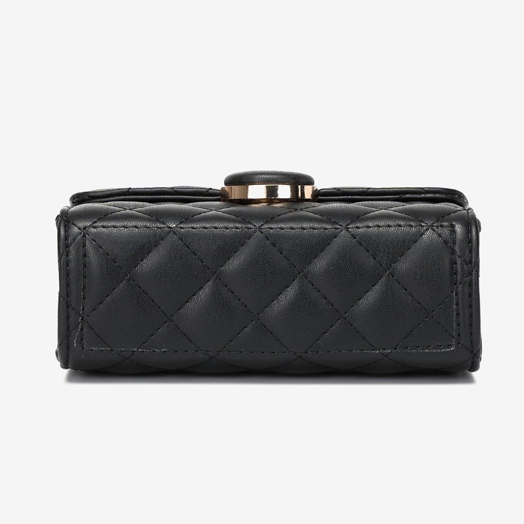 Dome magnetic snap quilted PU leather crossbody bag