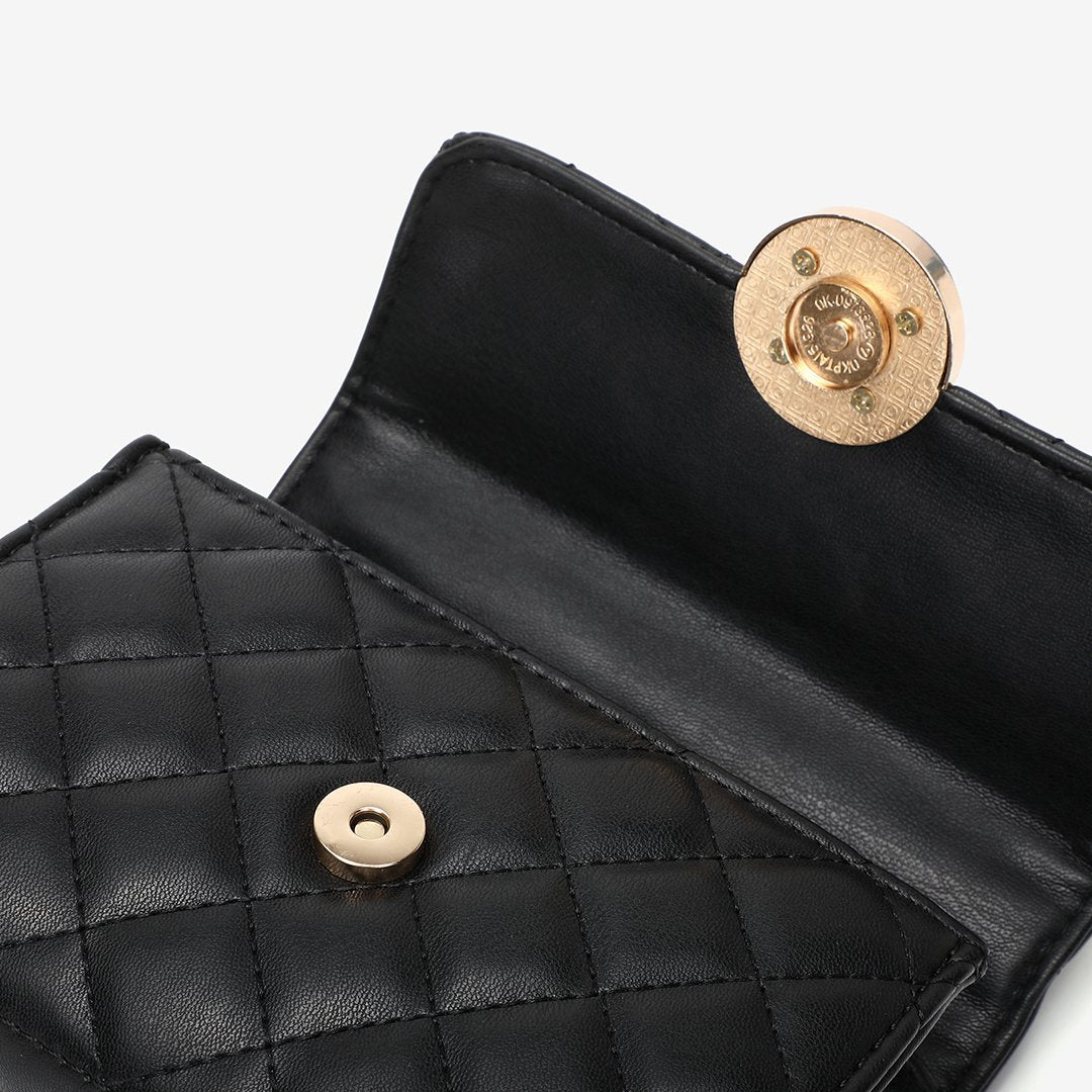 Dome magnetic snap quilted PU leather crossbody bag