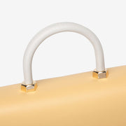 Circular hardware flap colourblock PU leather crossbody bag
