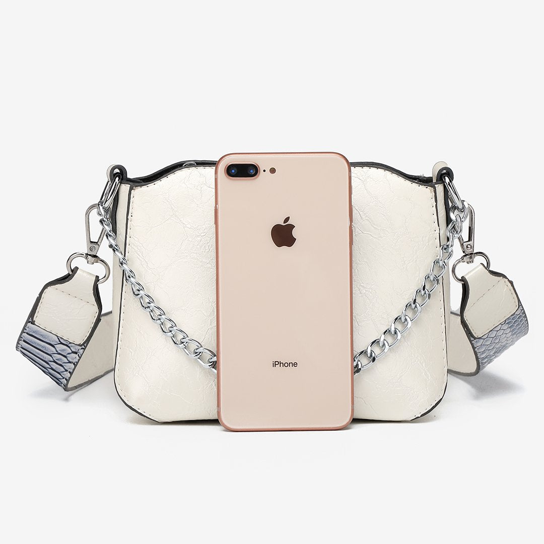 Snake-effect strap colourblock PU leather crossbody bag (3 straps)