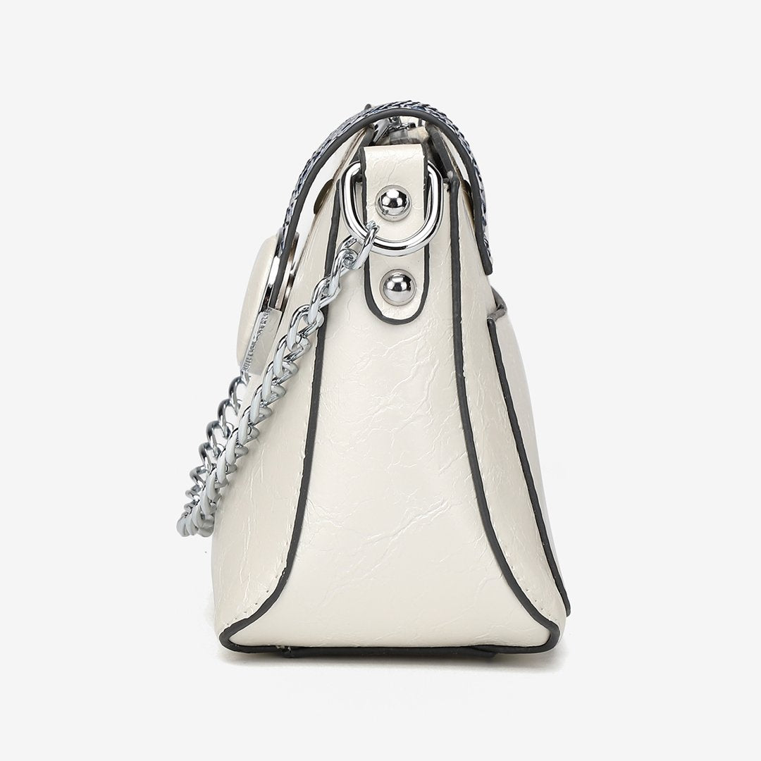 Snake-effect strap colourblock PU leather crossbody bag (3 straps)
