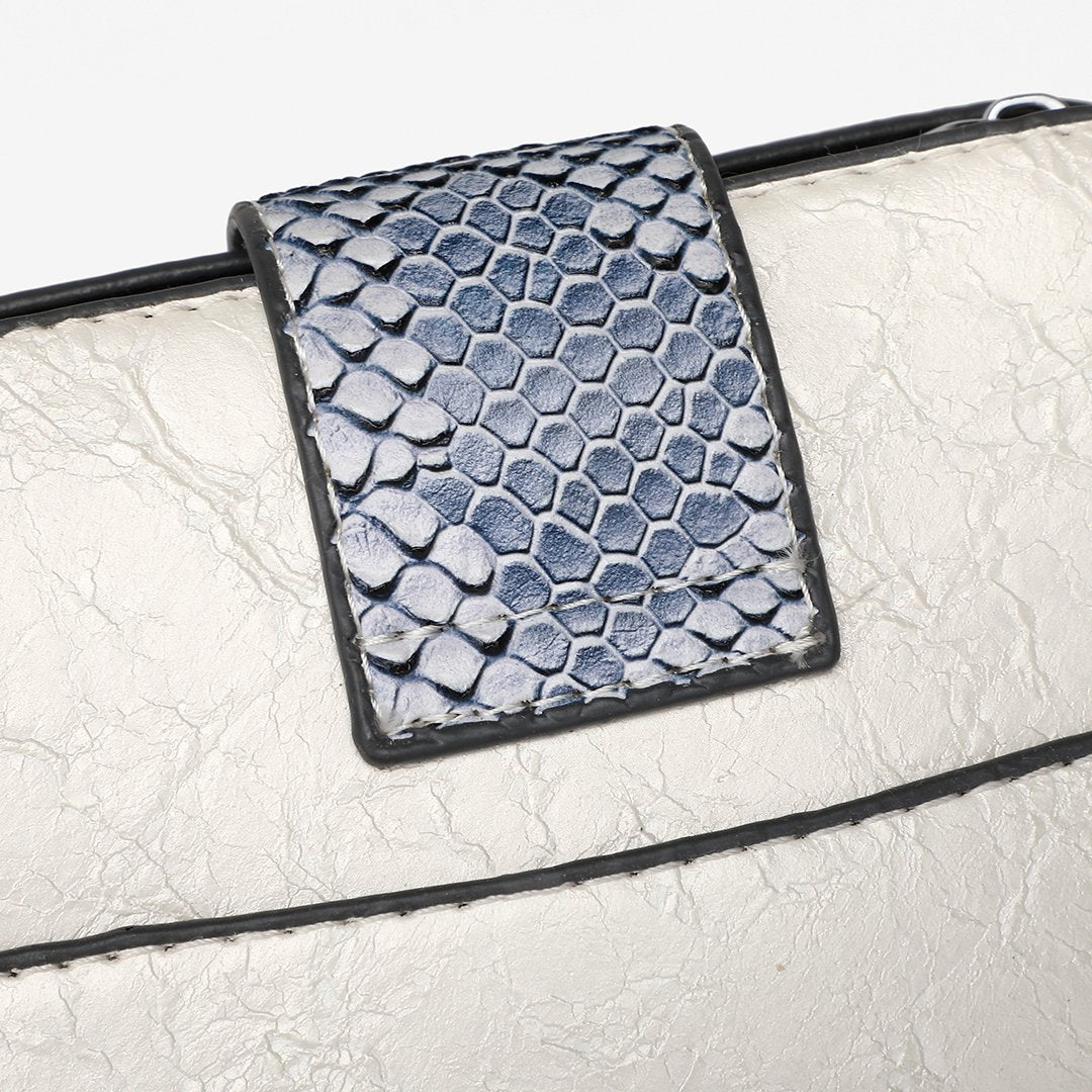 Snake-effect strap colourblock PU leather crossbody bag (3 straps)