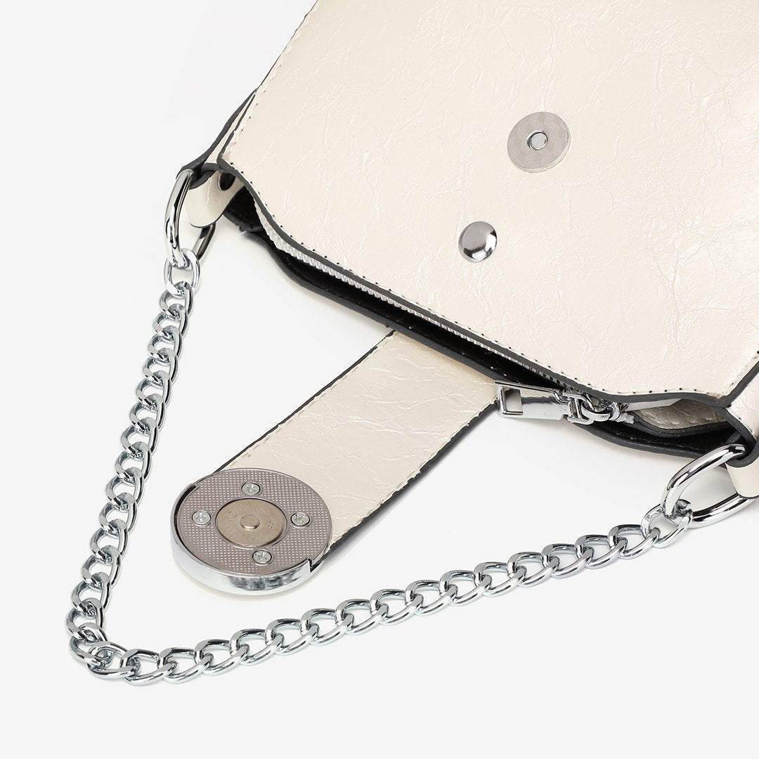 Snake-effect strap colourblock PU leather crossbody bag (3 straps)