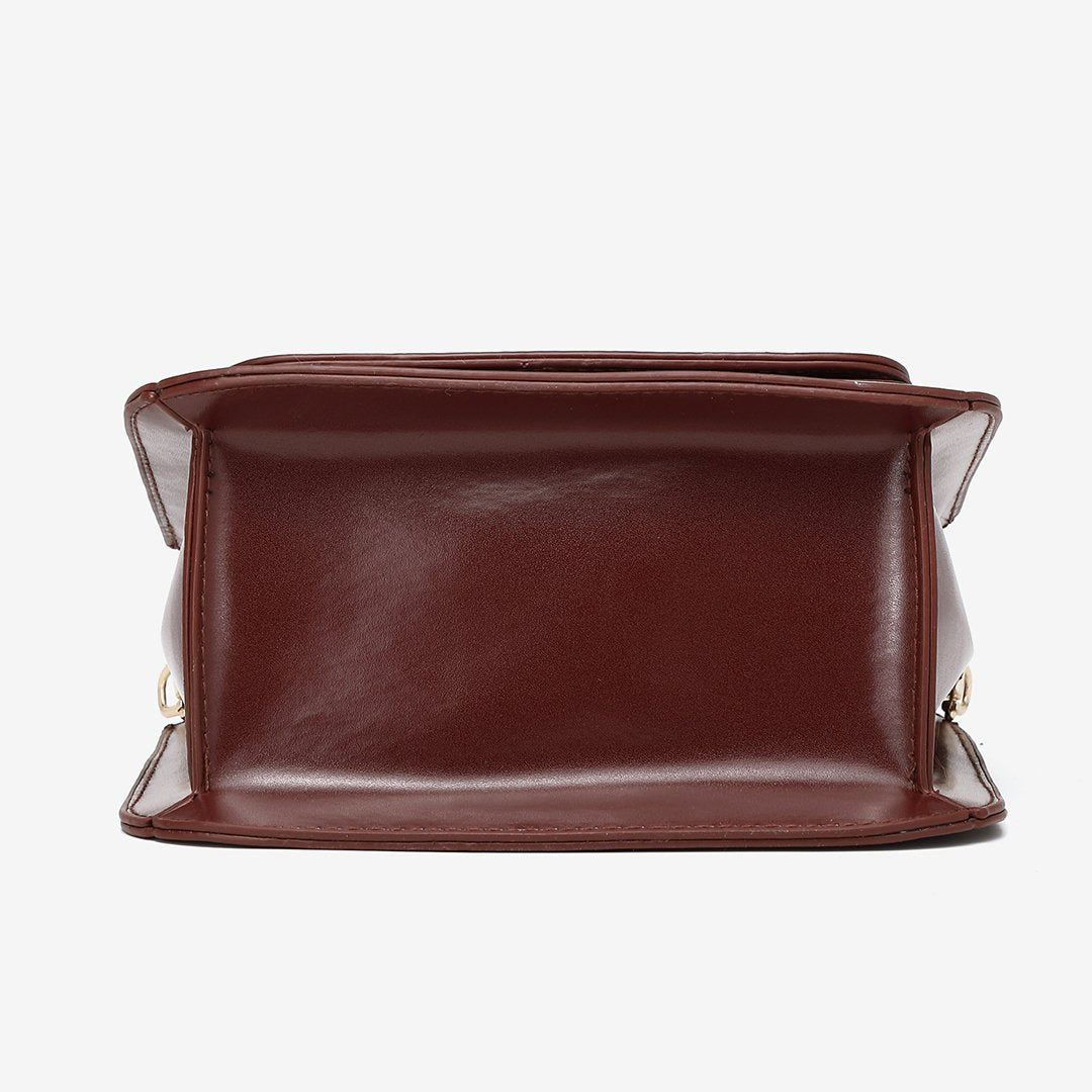 Ring handle dual compartment PU leather crossbody bag