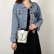 Buckle flap chain strap PU leather crossbody bag