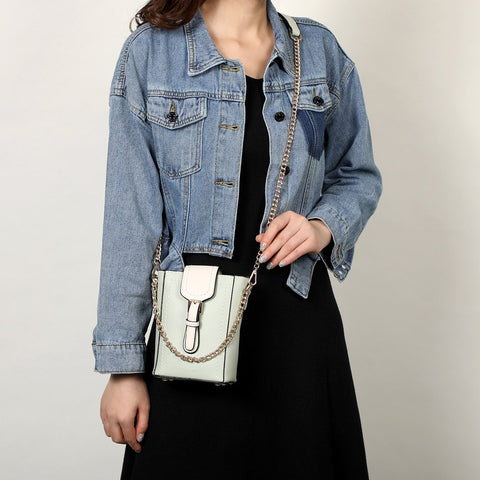 Buckle flap chain strap PU leather crossbody bag