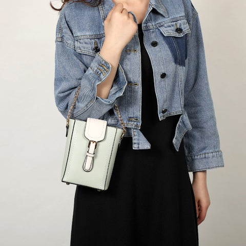 Buckle flap chain strap PU leather crossbody bag